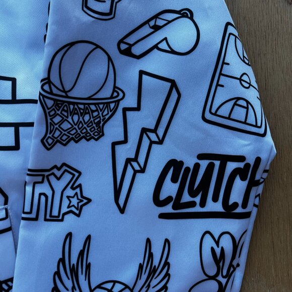 MITCHELL & NESS LAKERS GRAPHIC DOODLE SATIN BOMBER JACKET Women’s sz M White - Picture 8 of 13